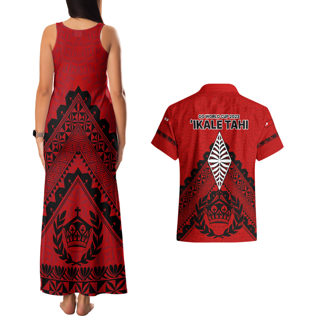 Tonga Rugby Couples Matching Tank Maxi Dress And Hawaiian Shirt Proud Tongan Ngatu Kupesi World Cup 2023 No2 LT9 - Wonder Print Shop