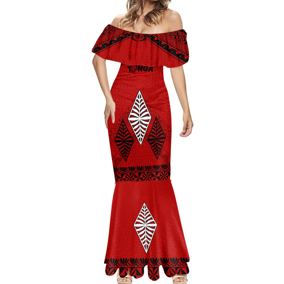 Tonga Rugby Mermaid Dress Proud Tongan Ngatu Kupesi World Cup 2023 No2 - Wonder Print Shop