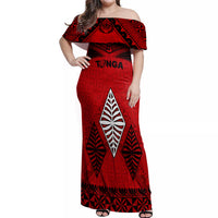 Tonga Rugby Off Shoulder Maxi Dress Proud Tongan Ngatu Kupesi World Cup 2023 No2 - Wonder Print Shop