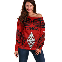 Tonga Rugby Off Shoulder Sweater Proud Tongan Ngatu Kupesi World Cup 2023 No2 - Wonder Print Shop