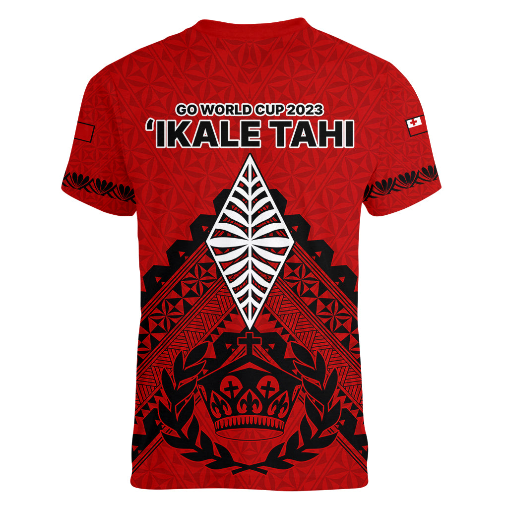 Tonga Rugby Women V Neck T Shirt Proud Tongan Ngatu Kupesi World Cup 2023 No2 - Wonder Print Shop