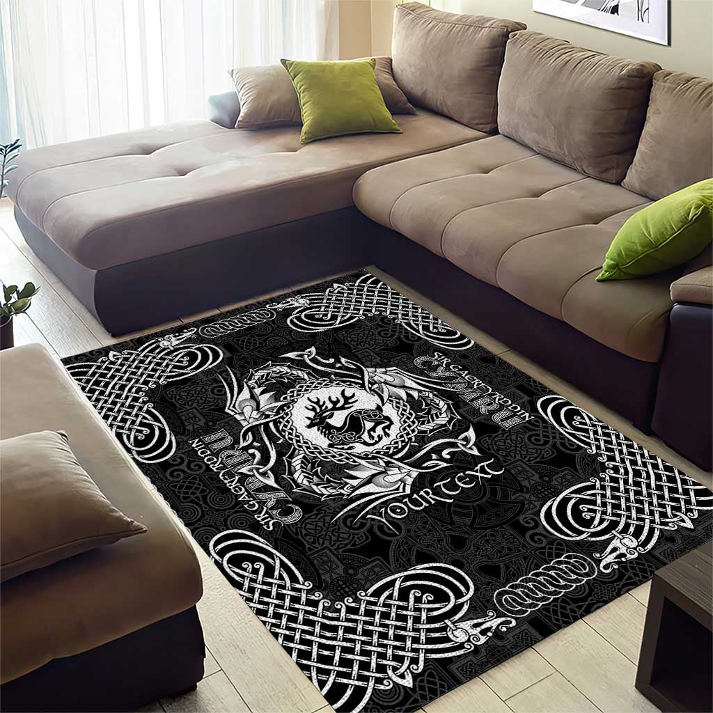 Personalized Carmarthenshire Sir Gaerfyrddin Area Rug Black Deer Stag Celtic-inspired - Wonder Print Shop