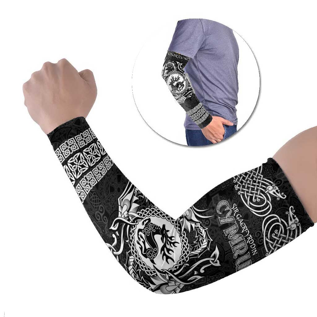 Personalized Carmarthenshire Sir Gaerfyrddin Arm Sleeves Black Deer Stag Celtic-inspired - Wonder Print Shop