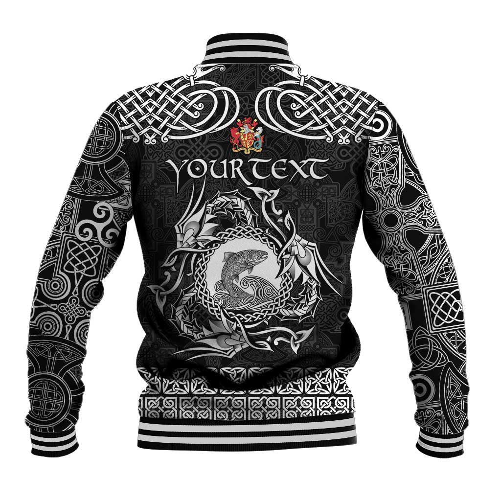 Personalized Carmarthenshire Sir Gaerfyrddin Baseball Jacket Black Deer Stag Celtic-inspired - Wonder Print Shop