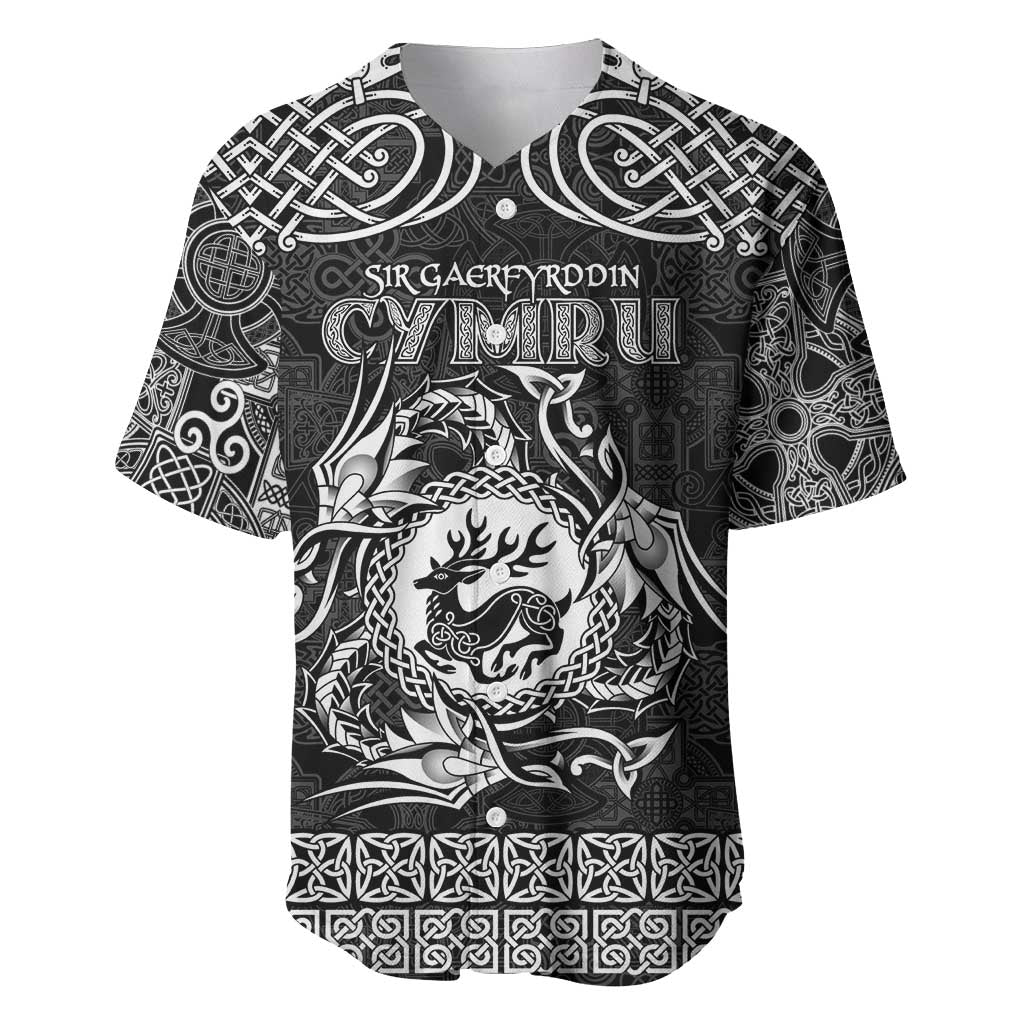 Personalized Carmarthenshire Sir Gaerfyrddin Baseball Jersey Black Deer Stag Celtic-inspired - Wonder Print Shop