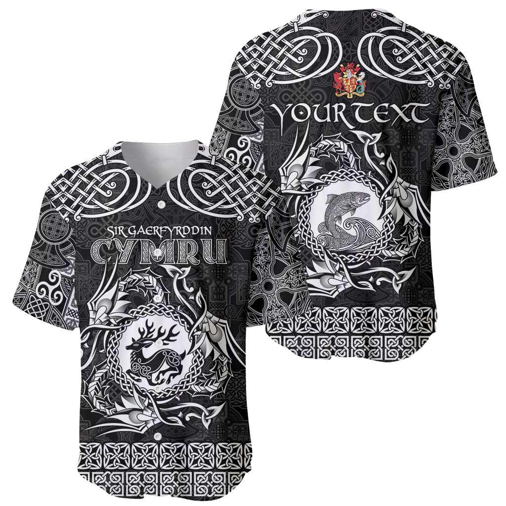 Personalized Carmarthenshire Sir Gaerfyrddin Baseball Jersey Black Deer Stag Celtic-inspired - Wonder Print Shop