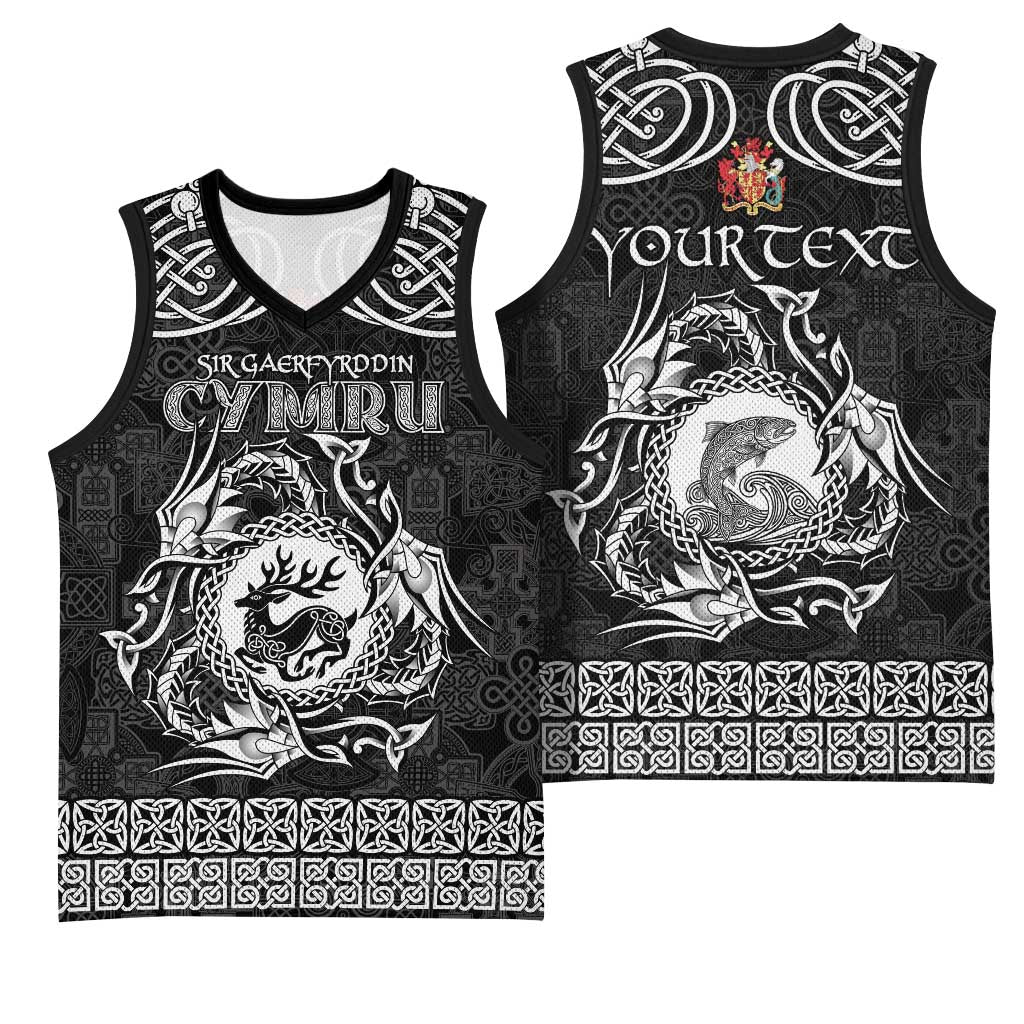 Personalized Carmarthenshire Sir Gaerfyrddin Basketball Jersey Black Deer Stag Celtic-inspired - Wonder Print Shop