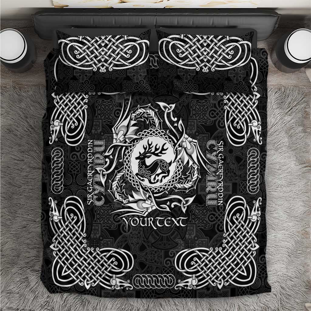 Personalized Carmarthenshire Sir Gaerfyrddin Bedding Set Black Deer Stag Celtic-inspired - Wonder Print Shop