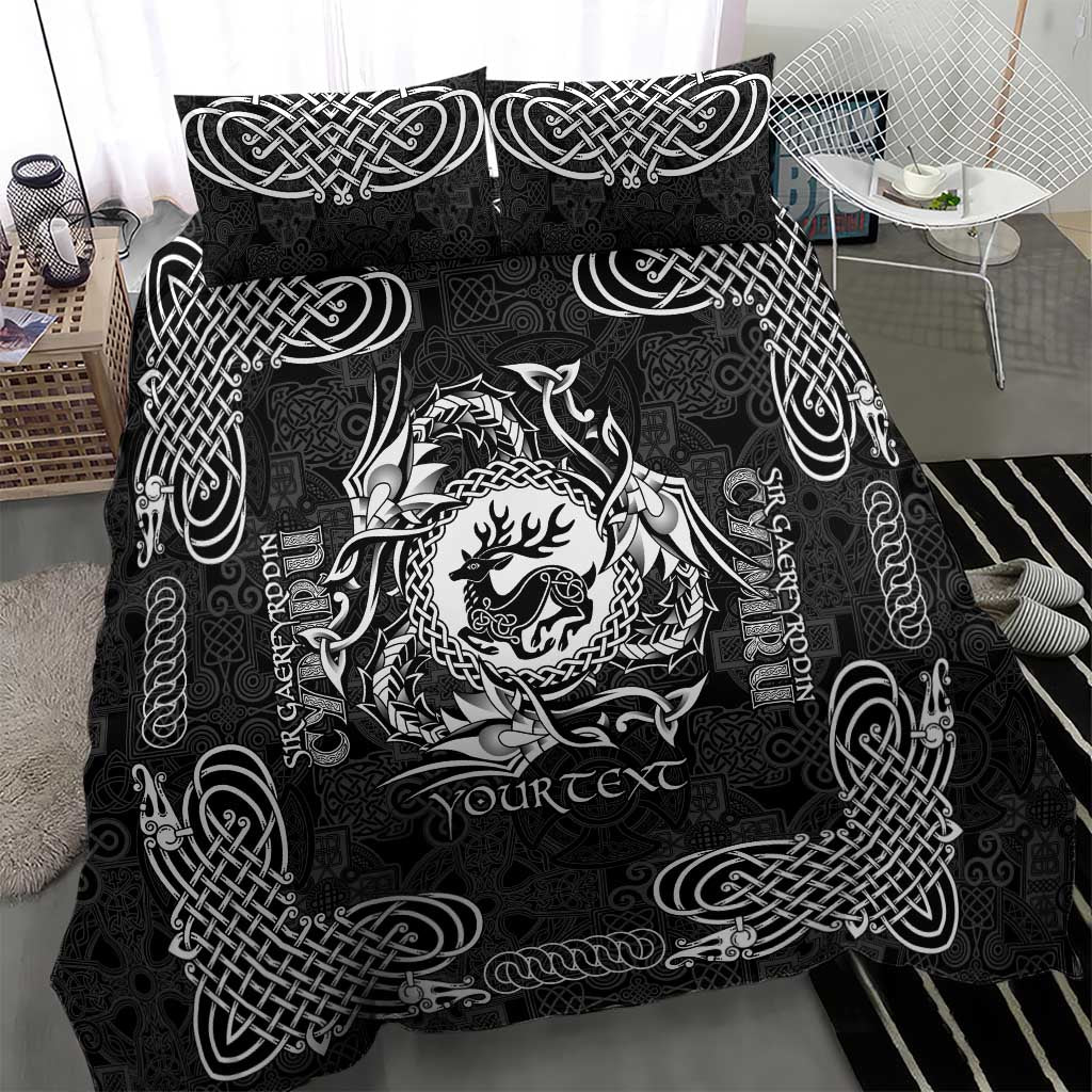 Personalized Carmarthenshire Sir Gaerfyrddin Bedding Set Black Deer Stag Celtic-inspired - Wonder Print Shop