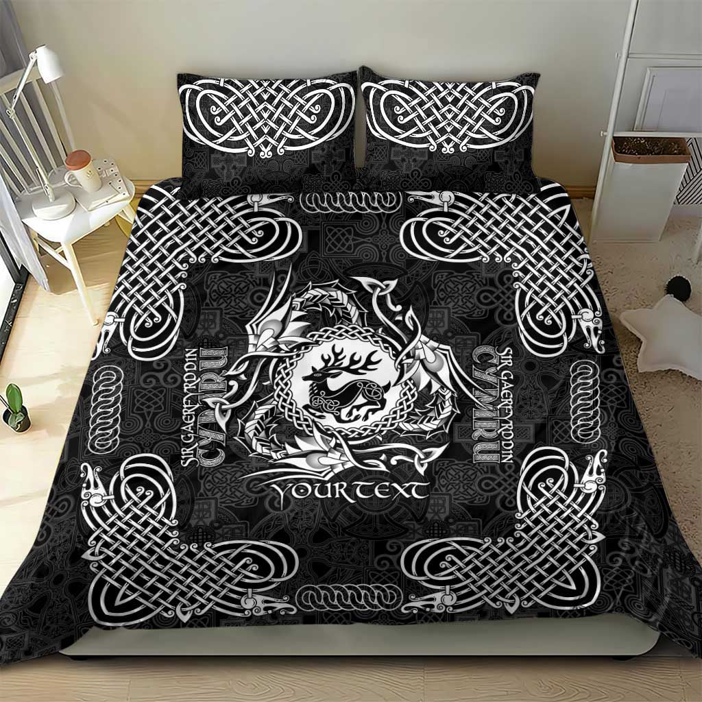 Personalized Carmarthenshire Sir Gaerfyrddin Bedding Set Black Deer Stag Celtic-inspired - Wonder Print Shop