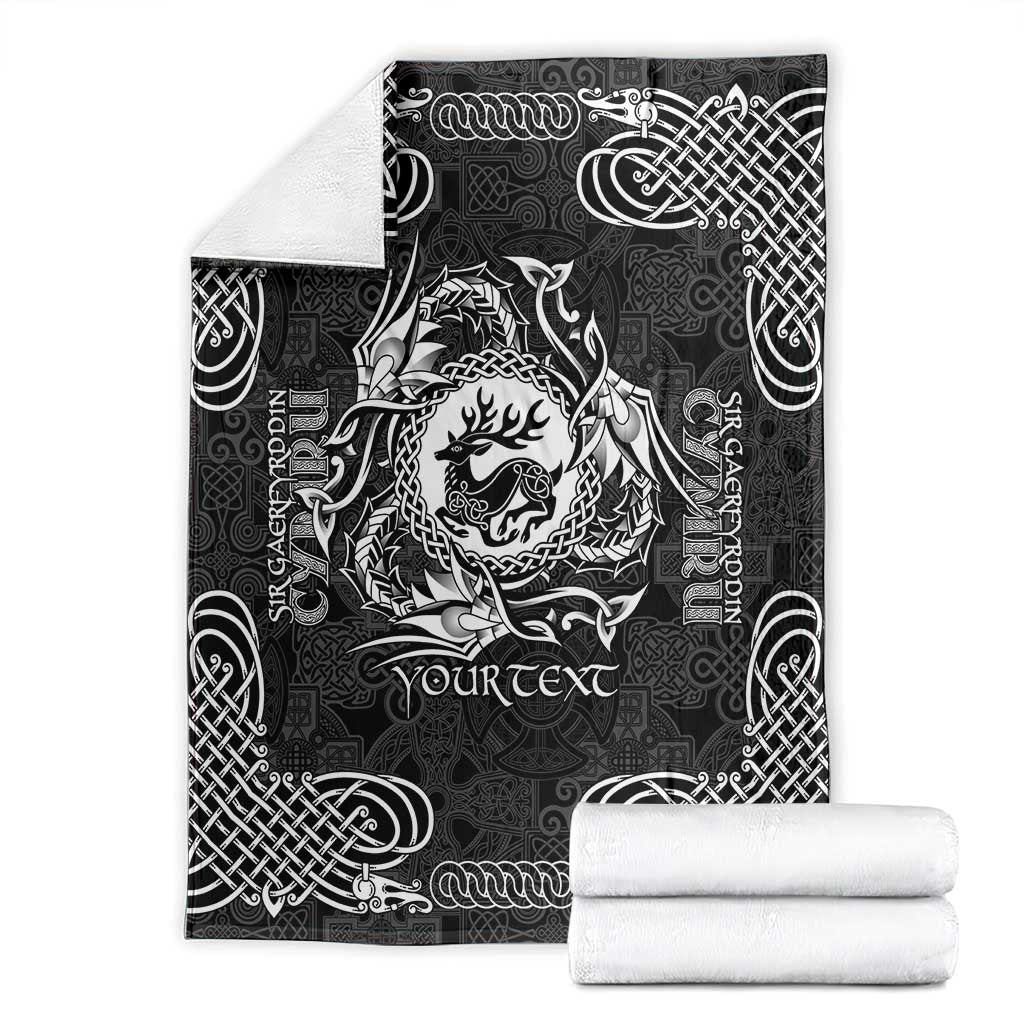 Personalized Carmarthenshire Sir Gaerfyrddin Blanket Black Deer Stag Celtic-inspired - Wonder Print Shop