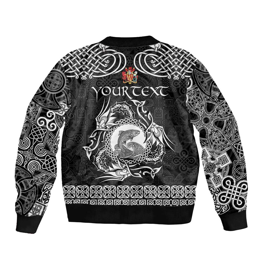 Personalized Carmarthenshire Sir Gaerfyrddin Bomber Jacket Black Deer Stag Celtic-inspired - Wonder Print Shop