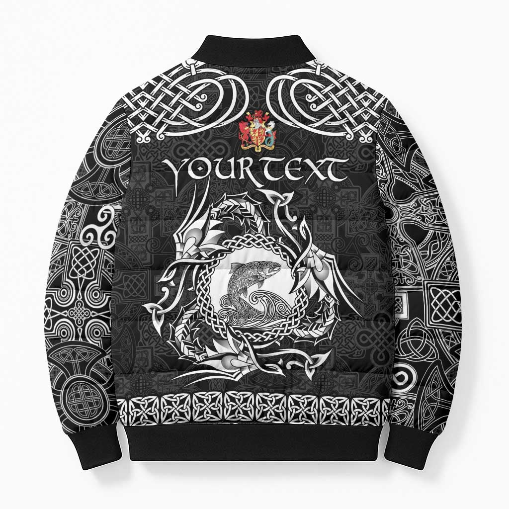 Personalized Carmarthenshire Sir Gaerfyrddin Bomber Puffer Jacket Black Deer Stag Celtic-inspired - Wonder Print Shop