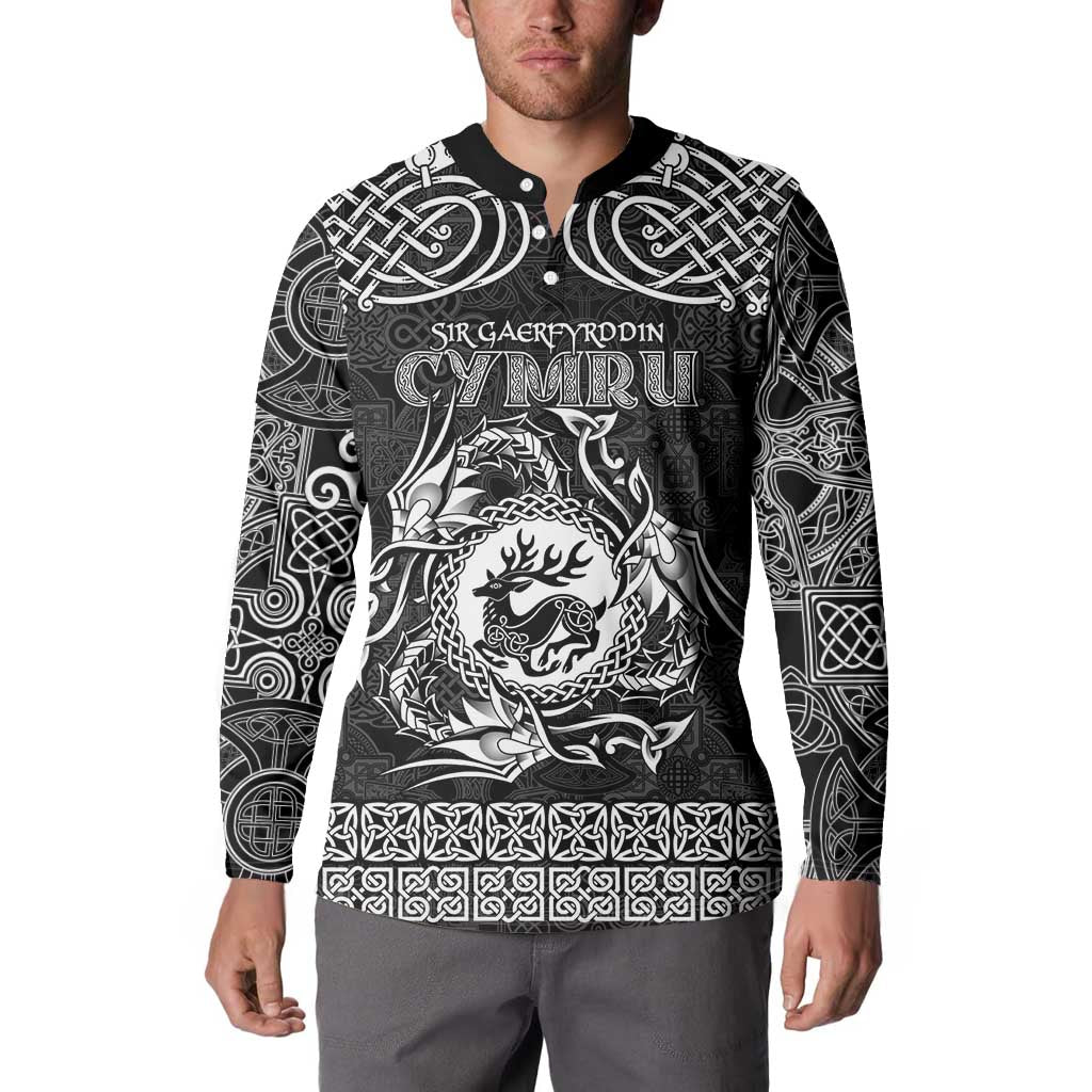 Personalized Carmarthenshire Sir Gaerfyrddin Button Sweatshirt Black Deer Stag Celtic-inspired - Wonder Print Shop