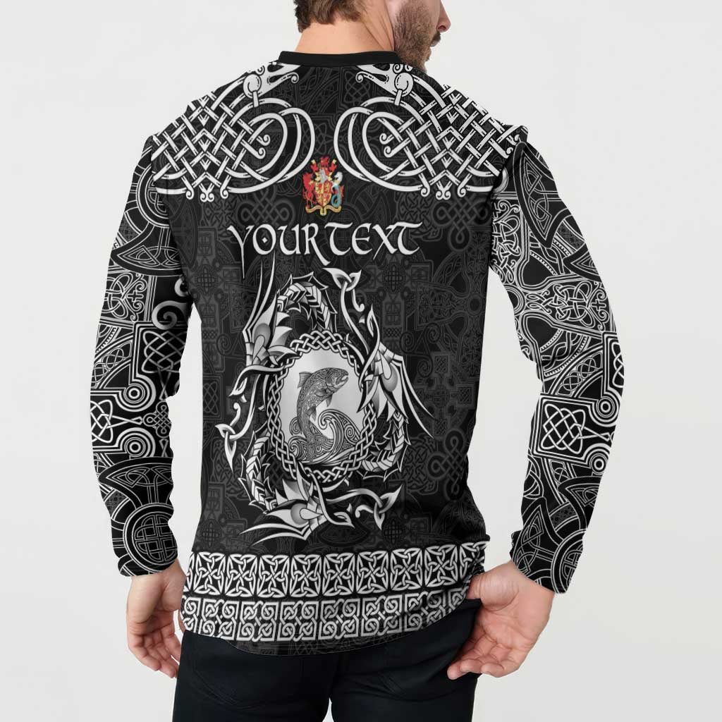 Personalized Carmarthenshire Sir Gaerfyrddin Button Sweatshirt Black Deer Stag Celtic-inspired - Wonder Print Shop