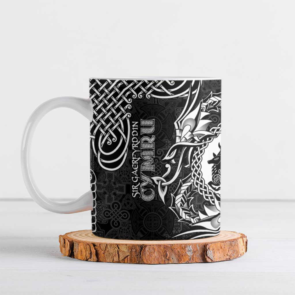 Personalized Carmarthenshire Sir Gaerfyrddin Ceramic Mug Black Deer Stag Celtic-inspired - Wonder Print Shop