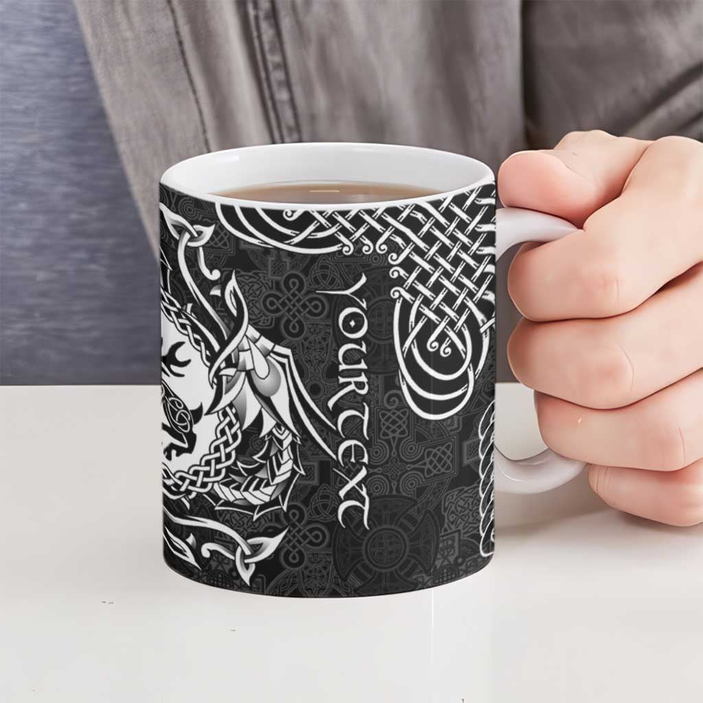 Personalized Carmarthenshire Sir Gaerfyrddin Ceramic Mug Black Deer Stag Celtic-inspired - Wonder Print Shop
