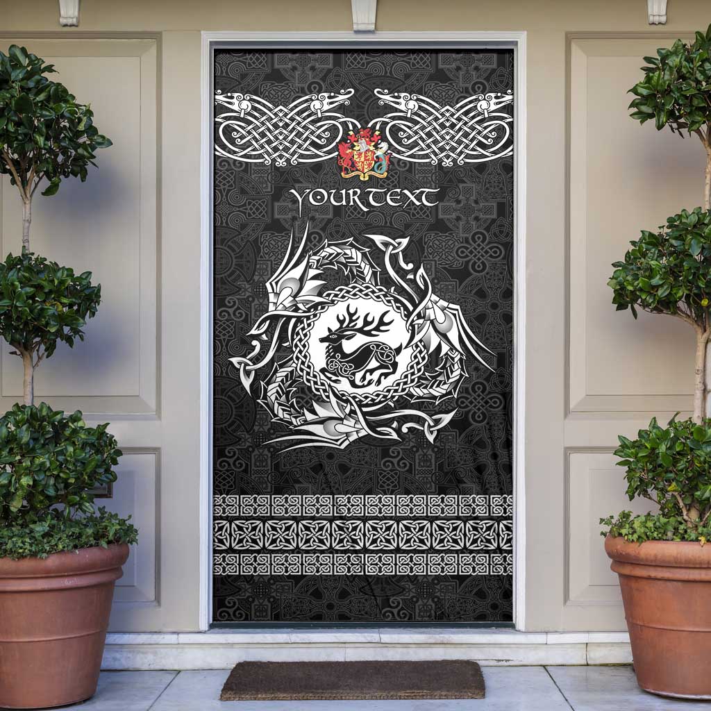 Personalized Carmarthenshire Sir Gaerfyrddin Door Cover Black Deer Stag Celtic-inspired - Wonder Print Shop