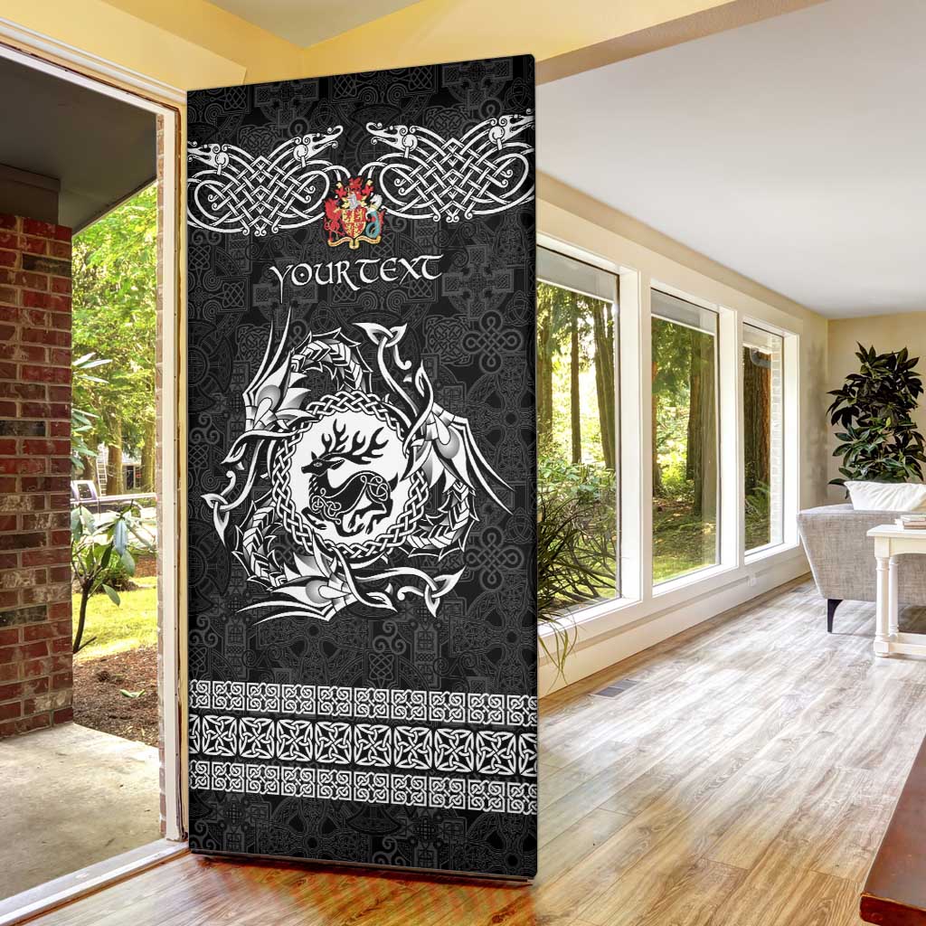 Personalized Carmarthenshire Sir Gaerfyrddin Door Cover Black Deer Stag Celtic-inspired - Wonder Print Shop