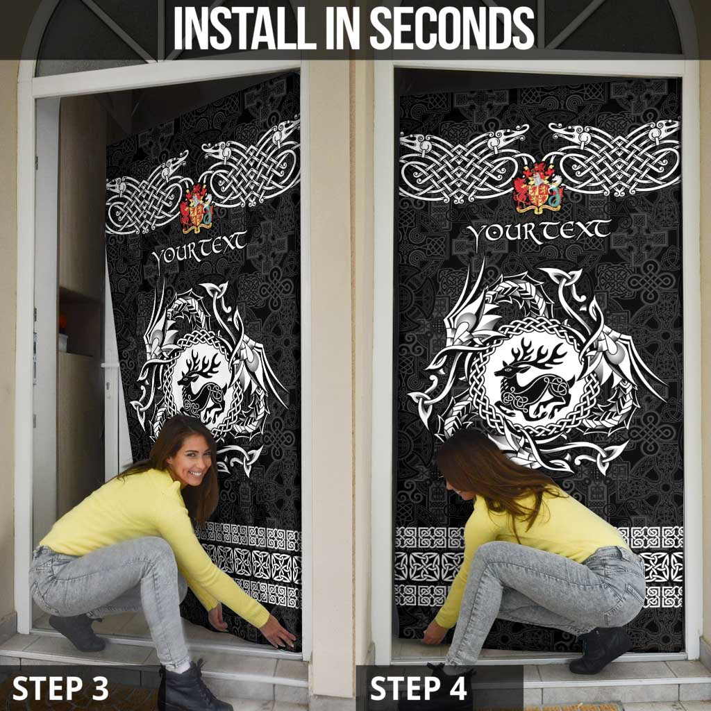 Personalized Carmarthenshire Sir Gaerfyrddin Door Cover Black Deer Stag Celtic-inspired - Wonder Print Shop