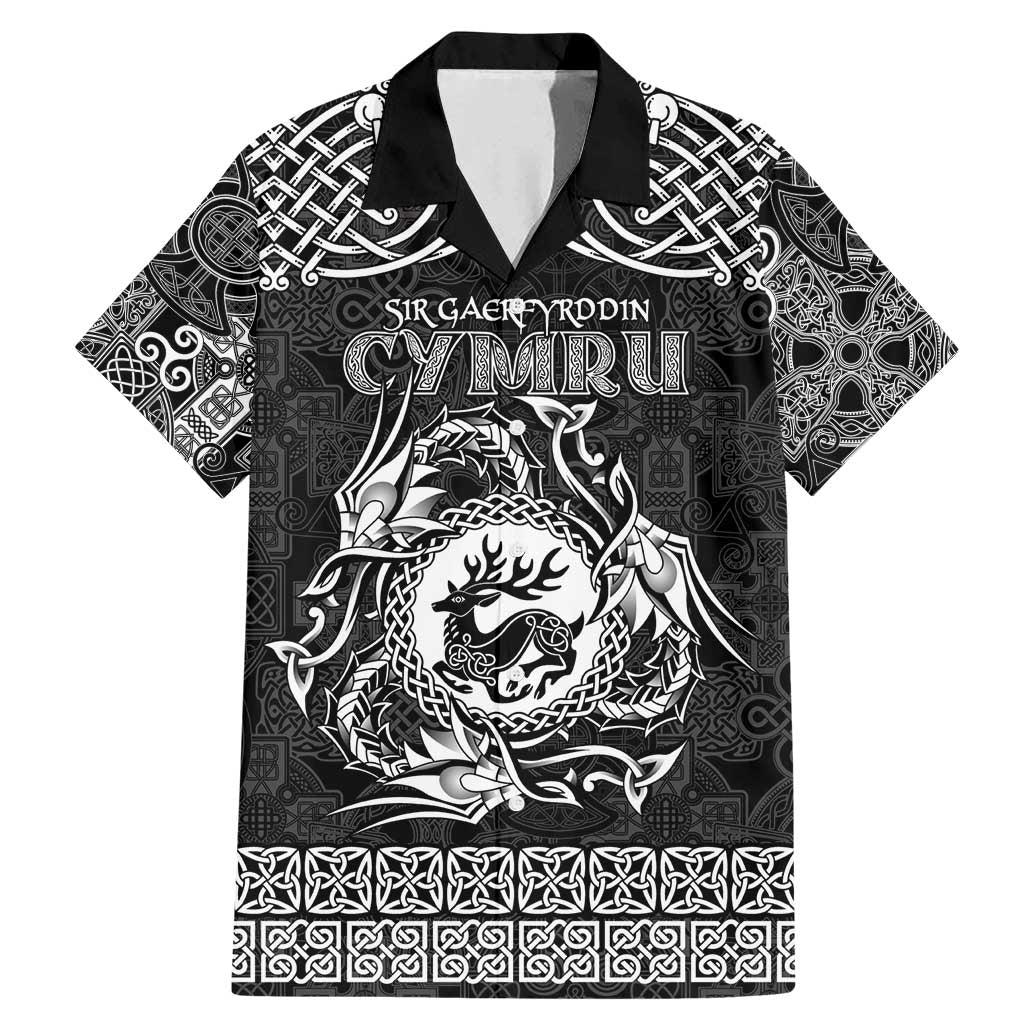 Personalized Carmarthenshire Sir Gaerfyrddin Family Matching Mermaid Dress and Hawaiian Shirt Black Deer Stag Celtic-inspired - Wonder Print Shop