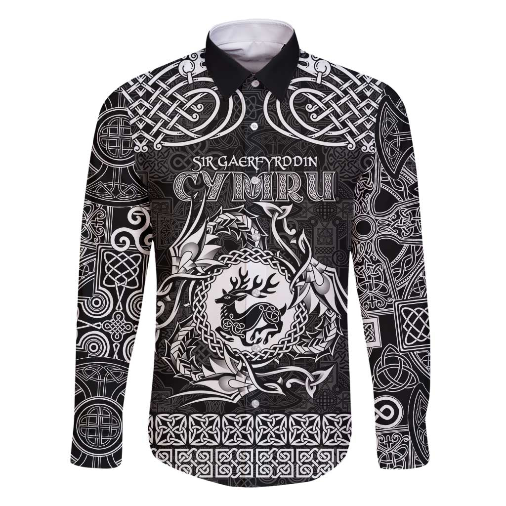 Personalized Carmarthenshire Sir Gaerfyrddin Family Matching Mermaid Dress and Hawaiian Shirt Black Deer Stag Celtic-inspired - Wonder Print Shop