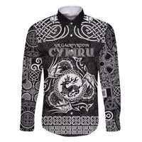 Personalized Carmarthenshire Sir Gaerfyrddin Family Matching Off The Shoulder Long Sleeve Dress and Hawaiian Shirt Black Deer Stag Celtic-inspired - Wonder Print Shop