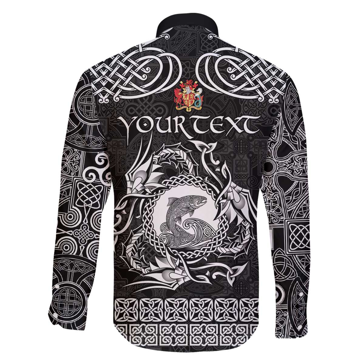 Personalized Carmarthenshire Sir Gaerfyrddin Family Matching Off The Shoulder Long Sleeve Dress and Hawaiian Shirt Black Deer Stag Celtic-inspired - Wonder Print Shop