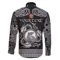 Personalized Carmarthenshire Sir Gaerfyrddin Family Matching Off The Shoulder Long Sleeve Dress and Hawaiian Shirt Black Deer Stag Celtic-inspired - Wonder Print Shop