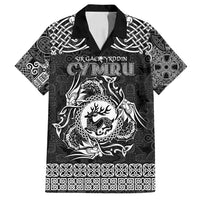 Personalized Carmarthenshire Sir Gaerfyrddin Family Matching Off Shoulder Maxi Dress and Hawaiian Shirt Black Deer Stag Celtic-inspired - Wonder Print Shop