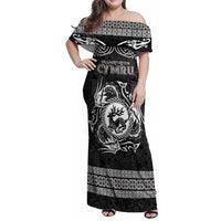 Personalized Carmarthenshire Sir Gaerfyrddin Family Matching Off Shoulder Maxi Dress and Hawaiian Shirt Black Deer Stag Celtic-inspired - Wonder Print Shop