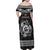 Personalized Carmarthenshire Sir Gaerfyrddin Family Matching Off Shoulder Maxi Dress and Hawaiian Shirt Black Deer Stag Celtic-inspired - Wonder Print Shop