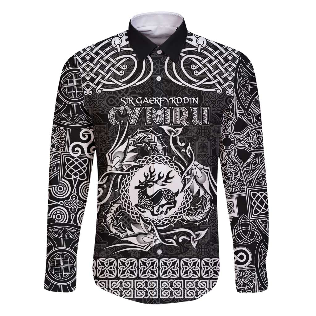 Personalized Carmarthenshire Sir Gaerfyrddin Family Matching Puletasi and Hawaiian Shirt Black Deer Stag Celtic-inspired - Wonder Print Shop