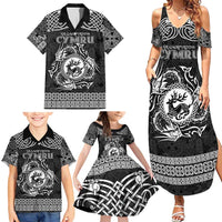 Personalized Carmarthenshire Sir Gaerfyrddin Family Matching Summer Maxi Dress and Hawaiian Shirt Black Deer Stag Celtic-inspired - Wonder Print Shop