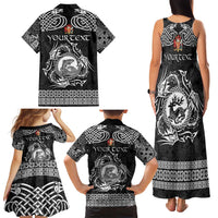 Personalized Carmarthenshire Sir Gaerfyrddin Family Matching Tank Maxi Dress and Hawaiian Shirt Black Deer Stag Celtic-inspired - Wonder Print Shop