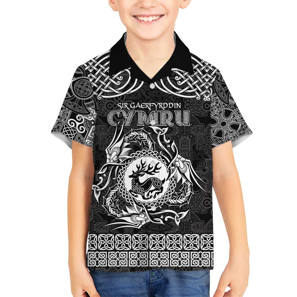 Personalized Carmarthenshire Sir Gaerfyrddin Family Matching Tank Maxi Dress and Hawaiian Shirt Black Deer Stag Celtic-inspired - Wonder Print Shop