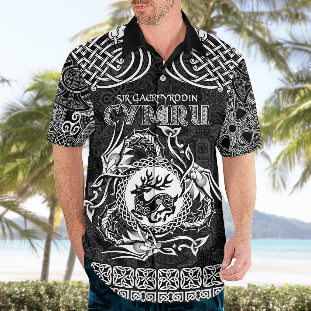 Personalized Carmarthenshire Sir Gaerfyrddin Hawaiian Shirt Black Deer Stag Celtic-inspired - Wonder Print Shop