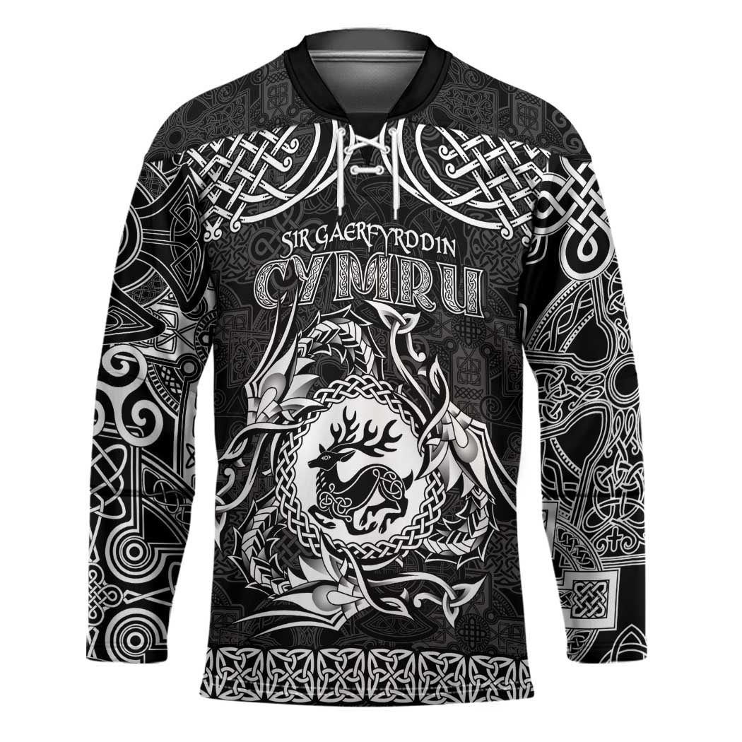 Personalized Carmarthenshire Sir Gaerfyrddin Hockey Jersey Black Deer Stag Celtic-inspired - Wonder Print Shop