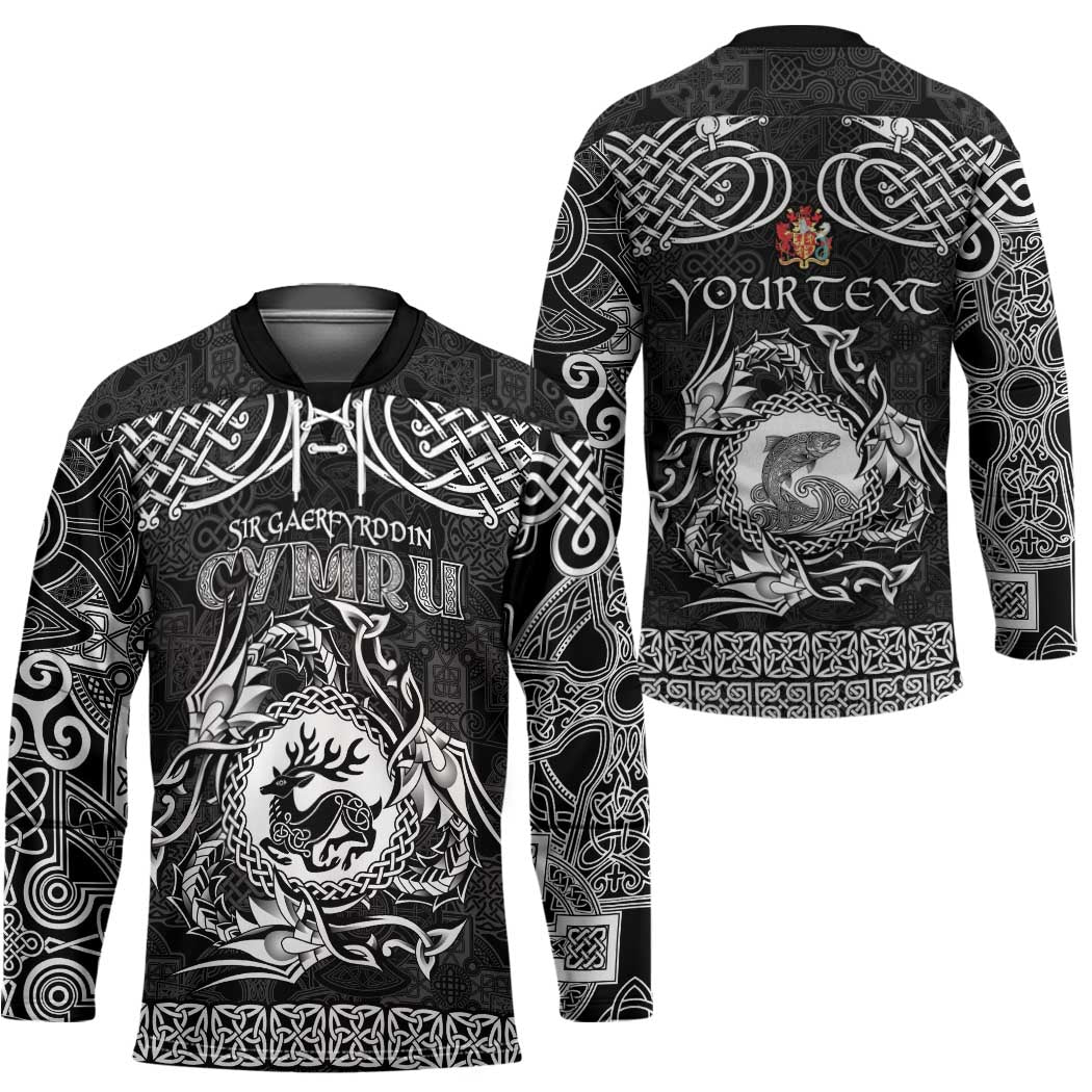 Personalized Carmarthenshire Sir Gaerfyrddin Hockey Jersey Black Deer Stag Celtic-inspired - Wonder Print Shop