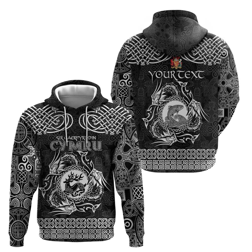Personalized Carmarthenshire Sir Gaerfyrddin Hoodie Black Deer Stag Celtic-inspired - Wonder Print Shop