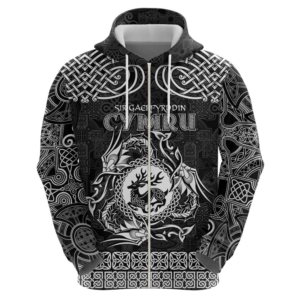 Personalized Carmarthenshire Sir Gaerfyrddin Hoodie Black Deer Stag Celtic-inspired - Wonder Print Shop