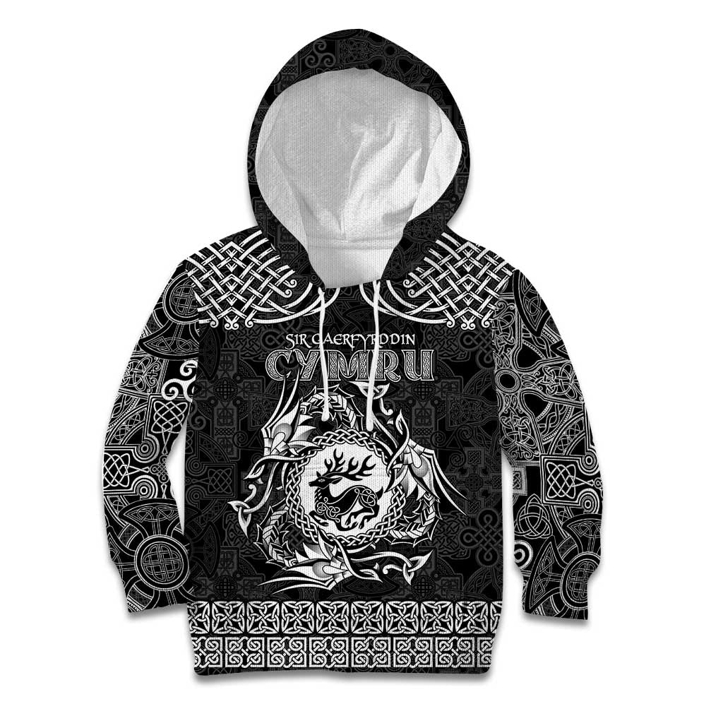 Personalized Carmarthenshire Sir Gaerfyrddin Kid Hoodie Black Deer Stag Celtic-inspired - Wonder Print Shop