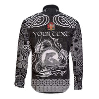 Personalized Carmarthenshire Sir Gaerfyrddin Long Sleeve Button Shirt Black Deer Stag Celtic-inspired - Wonder Print Shop