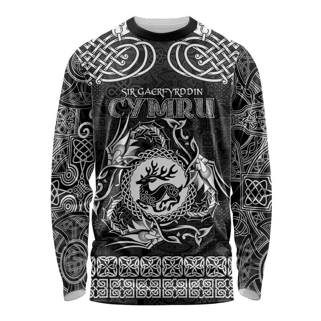 Personalized Carmarthenshire Sir Gaerfyrddin Long Sleeve Shirt Black Deer Stag Celtic-inspired - Wonder Print Shop