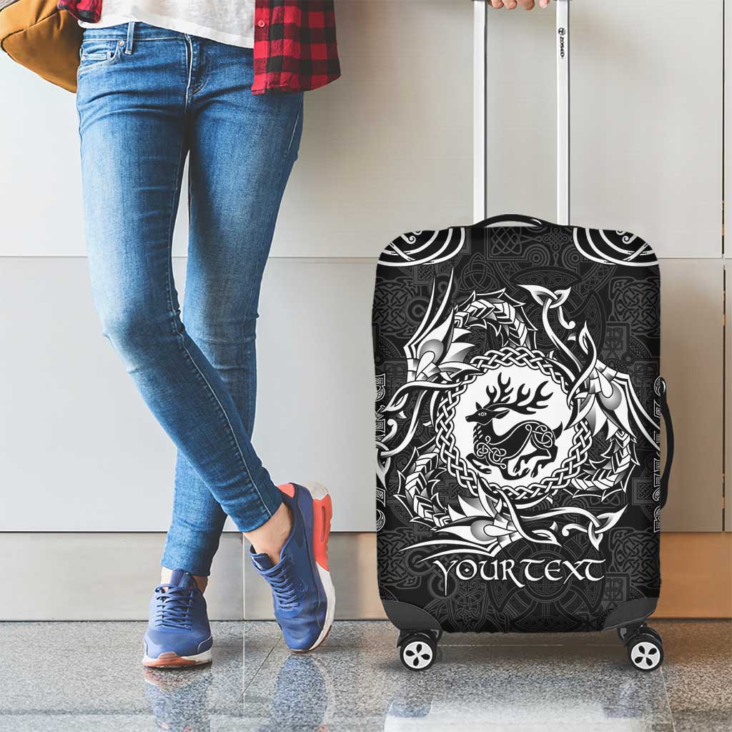 Personalized Carmarthenshire Sir Gaerfyrddin Luggage Cover Black Deer Stag Celtic-inspired - Wonder Print Shop