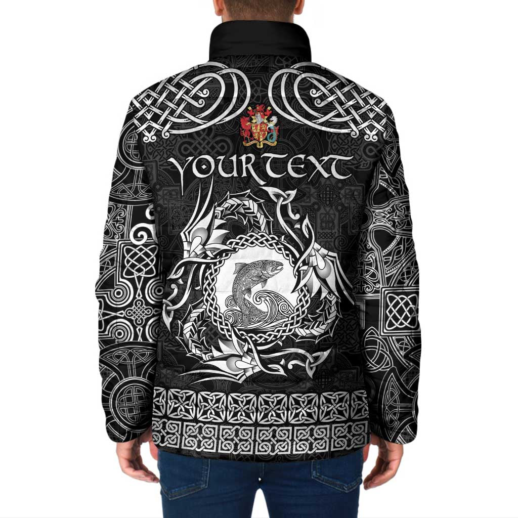 Personalized Carmarthenshire Sir Gaerfyrddin Padded Jacket Black Deer Stag Celtic-inspired - Wonder Print Shop