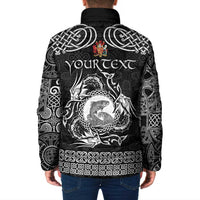 Personalized Carmarthenshire Sir Gaerfyrddin Padded Jacket Black Deer Stag Celtic-inspired - Wonder Print Shop
