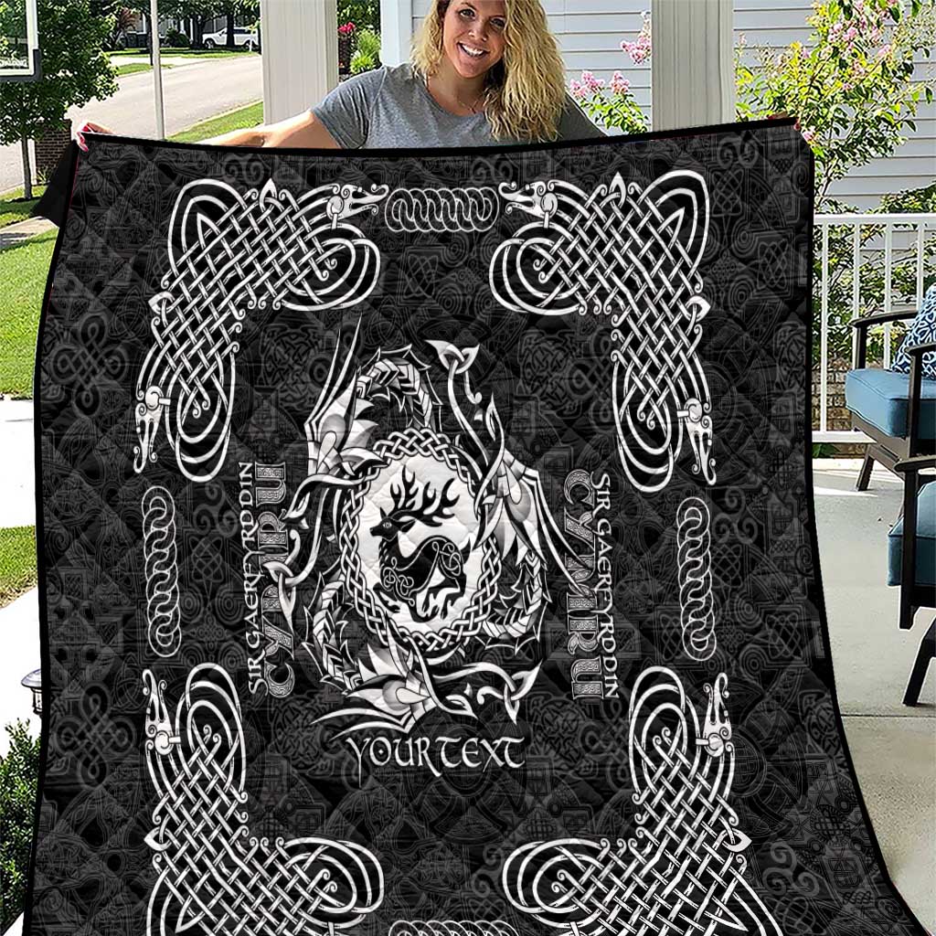 Personalized Carmarthenshire Sir Gaerfyrddin Quilt Black Deer Stag Celtic-inspired - Wonder Print Shop