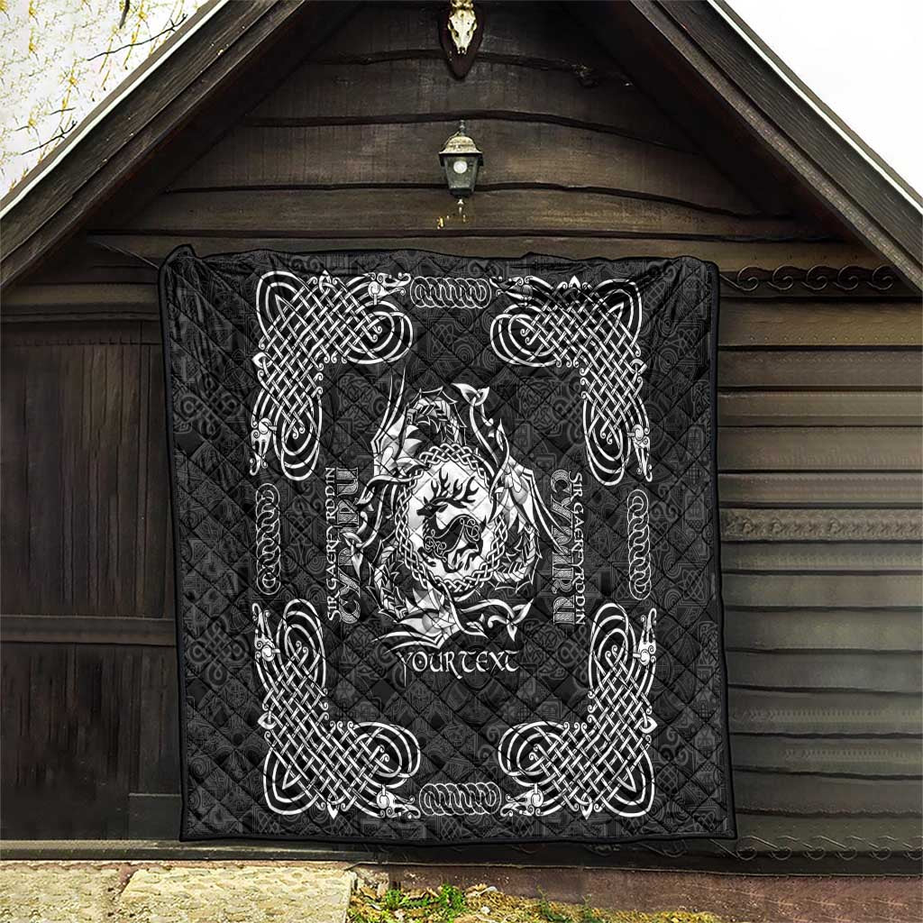 Personalized Carmarthenshire Sir Gaerfyrddin Quilt Black Deer Stag Celtic-inspired - Wonder Print Shop
