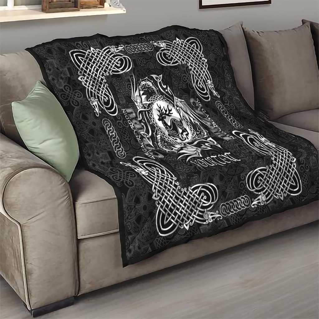 Personalized Carmarthenshire Sir Gaerfyrddin Quilt Black Deer Stag Celtic-inspired - Wonder Print Shop